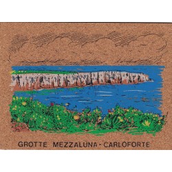 CARLOFORTE Grotte Mezzaluna cartolina in sughero non viaggiata
